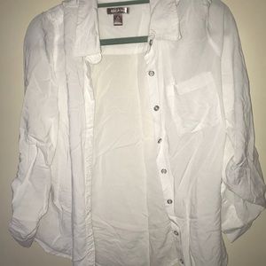 White button-down top